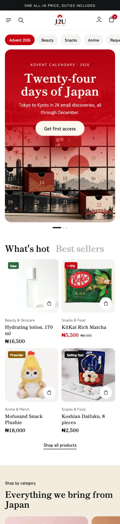 Phone homepage with an advent calendar hero