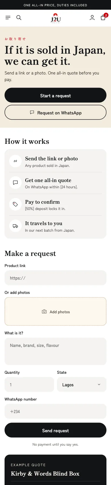 Phone request from Japan page